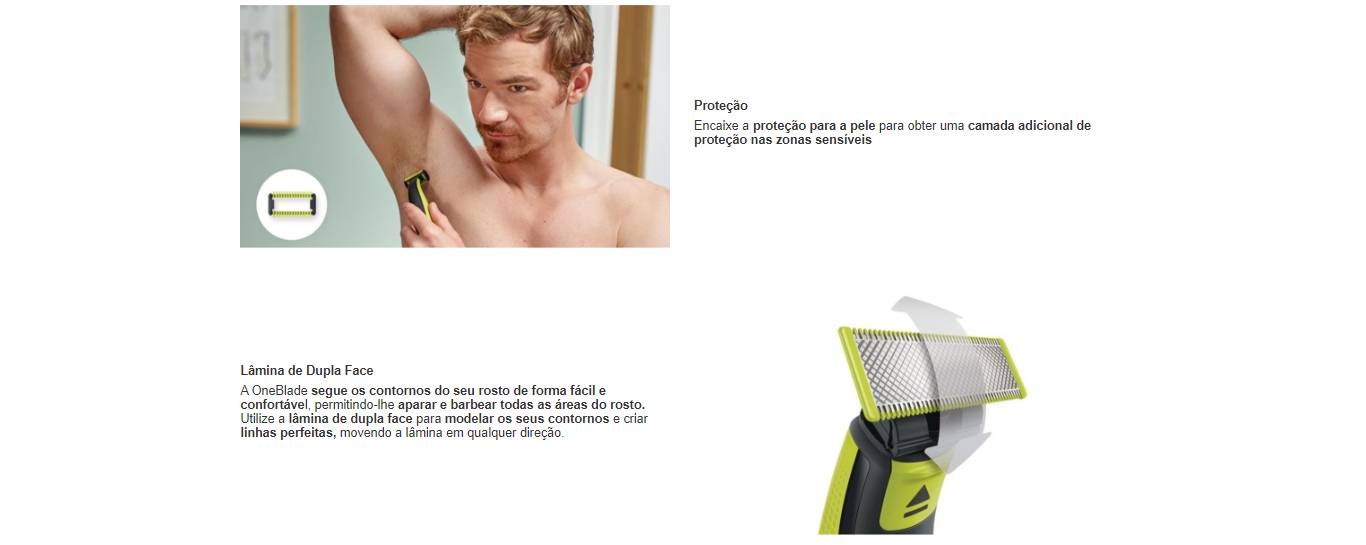 Aparador de Pelos Elétrico Philips OneBlade Rosto e Corpo Preto/Verde - QP2620/10